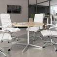 thumbnail image 2 of 42W Round Conference Table with Metal Base in Natural Elm - Engineered Wood, 2 of 7