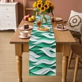thumbnail image 2 of Green White Moire Table Runner 72 Inches Long Farmhouse Dress Scarves, Modern Abstract Art Dining Tablerunner for Coffee Table/Kitchen Island/Party Décor, 13" x 72", 2 of 8