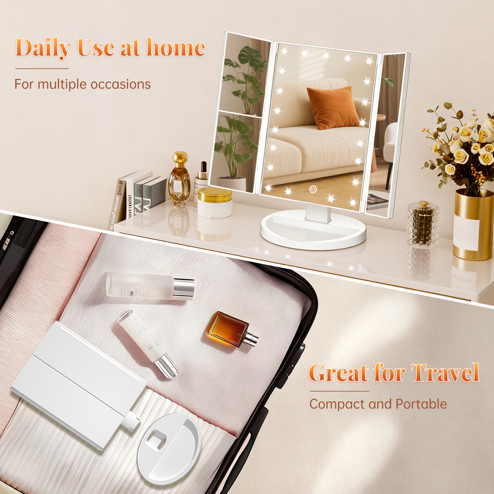 Funtouch Tri-Fold Vanity Mirror with 21 LEDs photo 3