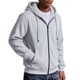thumbnail image 6 of Hearthz Mens Flannel Hoodie Oversized Full Zip Up Mens Sweatshirt Hoodie Drawstring Fall Winter Warm Hoodie Jacket Men Light Gray XXL, 6 of 8