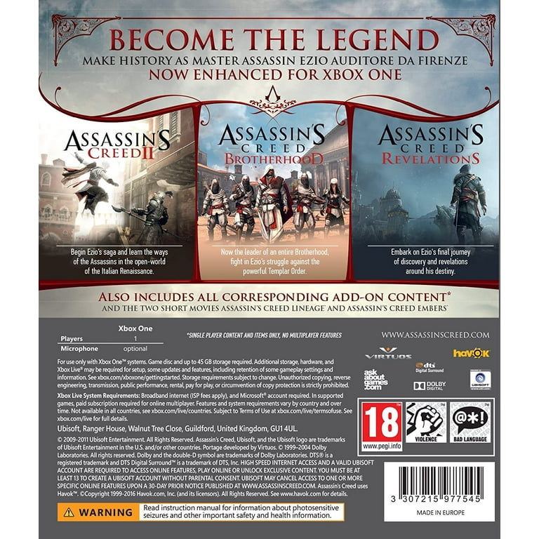  Assassin's Creed: The Ezio Collection - Xbox One Digital Code :  Video Games