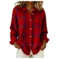 thumbnail image 6 of JUUNthy Womens Cardigan Tops, Plaid Knit Button Down Lapel Collar Long Sleeve Casual Sweater Outerwear Pink M, 6 of 13