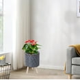thumbnail image 4 of Qaailabf Triangular Navy Blue Plastic Imitation Rattan Flowerpot, Indoor Desktop Plant Container with Woven Appearance, Lightweight Decorative Storage Pot for Office & Home, Easy to Clean Planter, 4 of 7