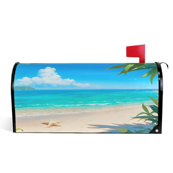 Ryvnso Mailbox Cover Sea Starfish on Summer Beach Magnetic Mailbox Wrap Standard Size 21x18 Inch