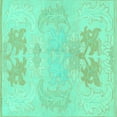 thumbnail image 1 of Ahgly Company Machine Washable Indoor Square Abstract Turquoise Blue Modern Area Rugs, 7' Square, 1 of 4