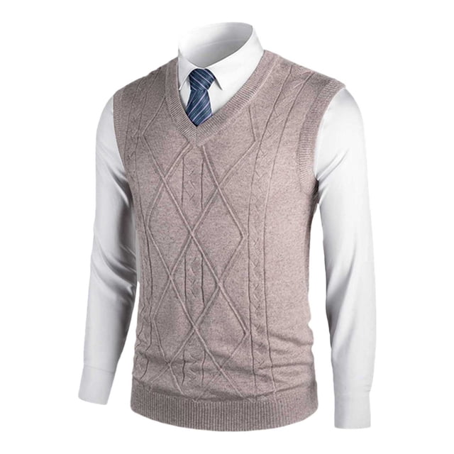 Gilet Cardigan en Laine pour Hommes, Col en V, Tricoté, Sans Manches, Décontracté, Chaud, Superposition d'Hiver