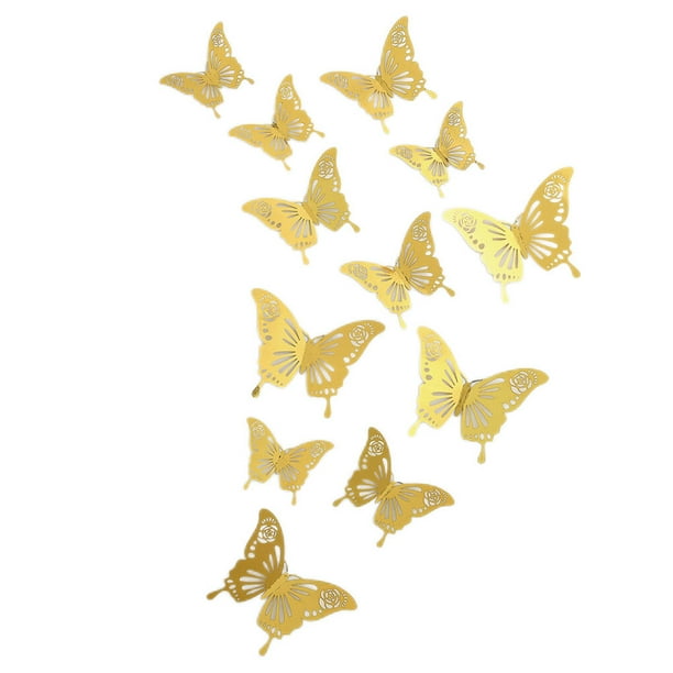 Paquete de 12 Pegatinas de Pared 3D de Papel Hueco Advancent Color Dorado