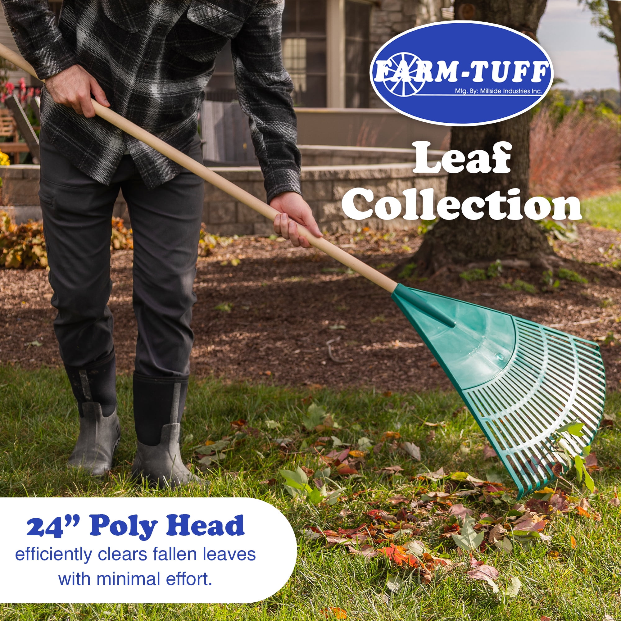 Farm Tuff Hardwood Leaf & Lawn Rake - Thumbnail 3