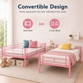 thumbnail image 3 of PARPOOS Bunk Bed Twin over Twin, Metal Twin Bunk Beds for Teens with 2 Ladders & Full Length Guardrails,  Can Be Divided into 2 Twin Beds, Pink, 3 of 8