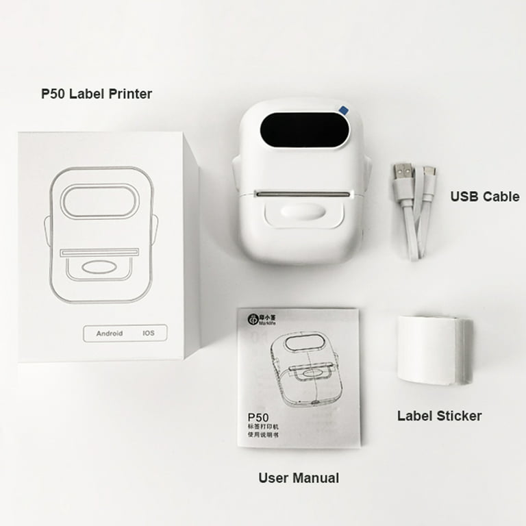 Mini Adhesive Label Printer P50 Thermal Label Maker Similar as Marklife P50  E210 Label Printer with P50 Self-adhesive Label Tape