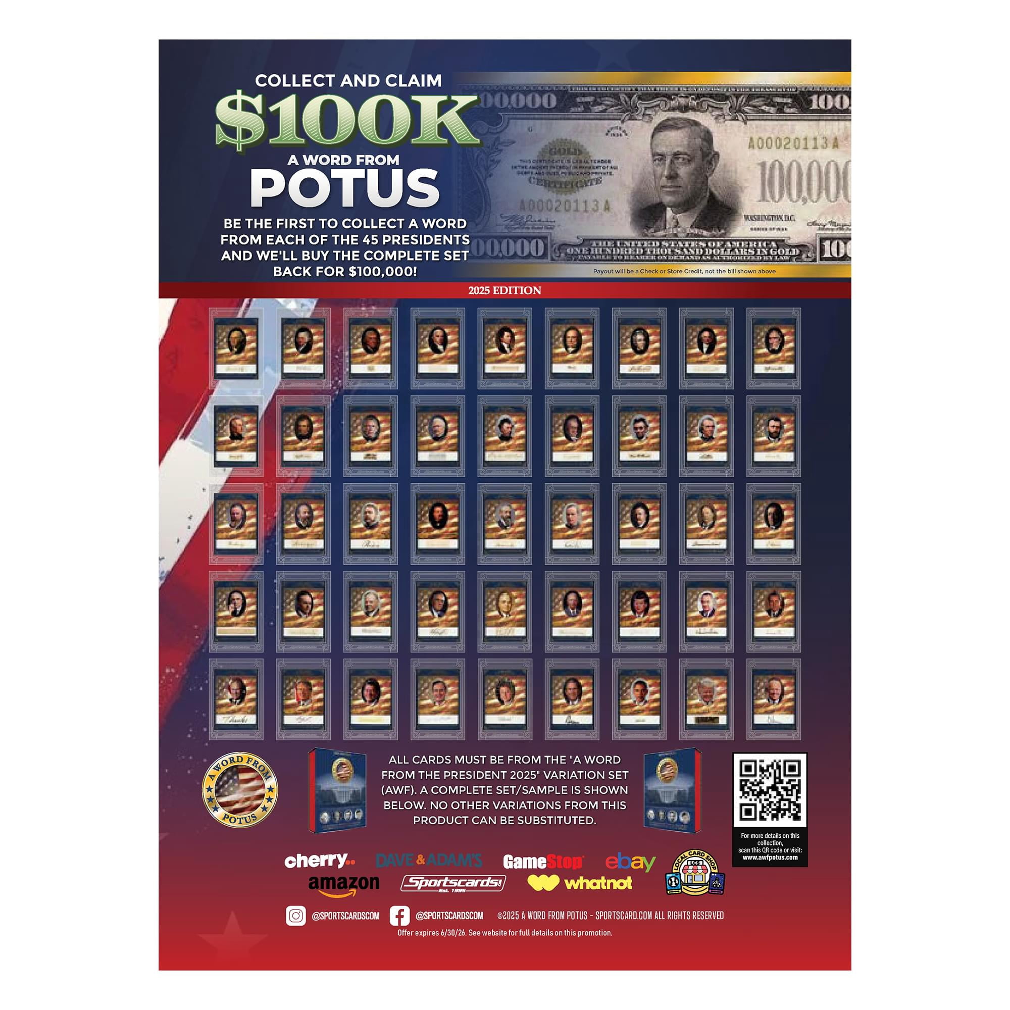 Sportscards.com 2025 POTUS A Word from The President of the United States Trading Card Box