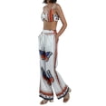 thumbnail image 3 of KOMOO 2Pcs Women Boho Outfits Butterfly Printed Halter Tops Wide Leg Loose Pants Suit Plus Size, 3 of 9