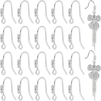 Beebeecraft 20Pcs 925 Sterling Silver Earring Posts - 8mm Flat Pad Settings With 50 Nuts & Polishing Cloth