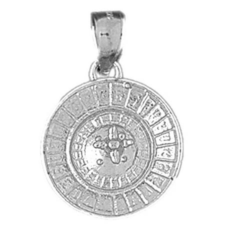 14K White Gold Roulette Pendant - 24 mm