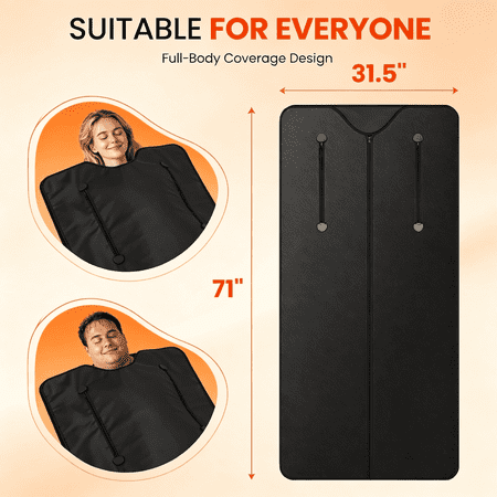 Infrared Sauna Blanket for Home - PU Portable Sauna Blanket for Detox & Relaxation 86 ? -176 ? Adjustable, 60 Min Timer, Body Blanket with 5 pcs Detox Wrap & Portable Carring Bag at Home Sauna
