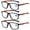 3 Pairs of Red, variant on 3 Pairs of Men's Blue Light Blocking Sports Reading Glasses 3.00 Ultra-light Two-tone Presbyopic Glasses Square Readers +3.00