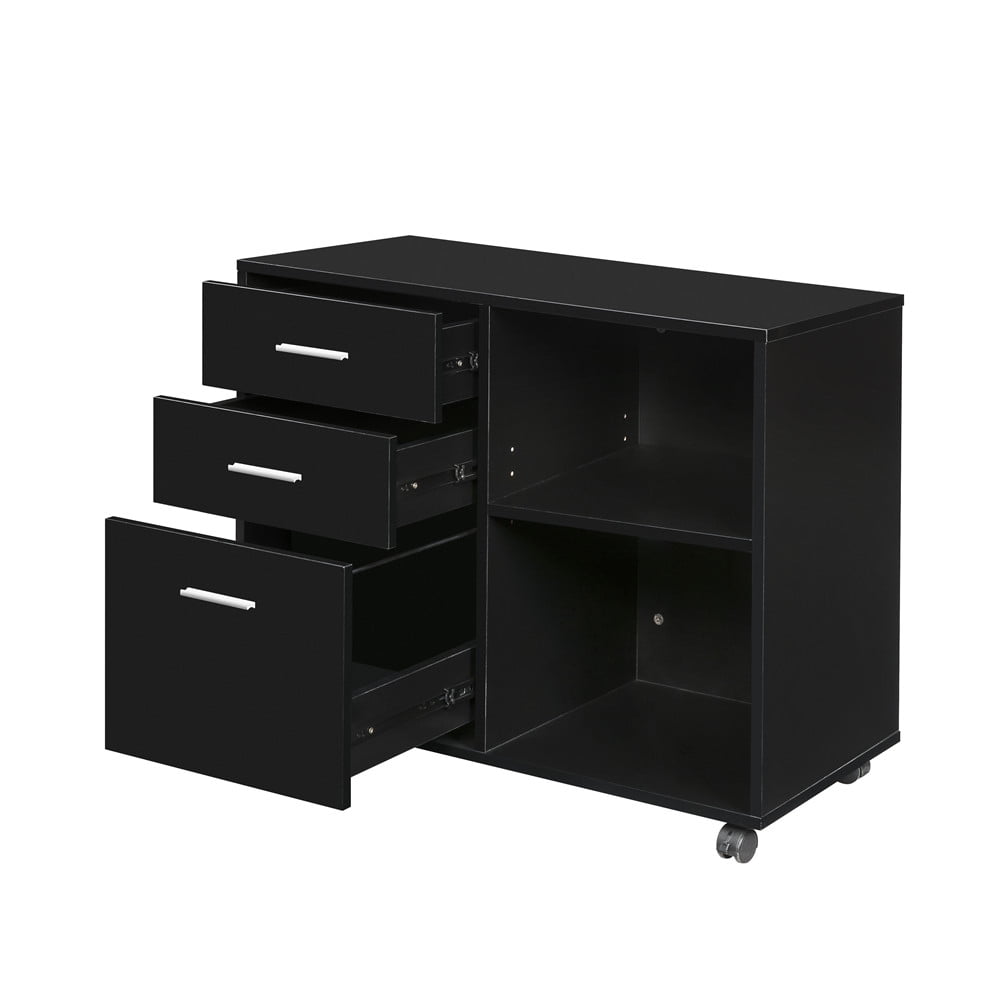 Home Office Mobile Side File Cabinet Large Desktop Computer With Wheeled Printer Scanner Open Storage Rack With Adjustable Rack Walmart Com Walmart Com