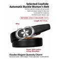 thumbnail image 2 of Catelles Black Cowhide Leather Belt For 2.4CM Width Women Belt with Four-Leaf Clover Alloy Automatic Buckle Durable Cowhide, Fashionable Business Casual Wear,Gift Box &Length 115cm, 2 of 14