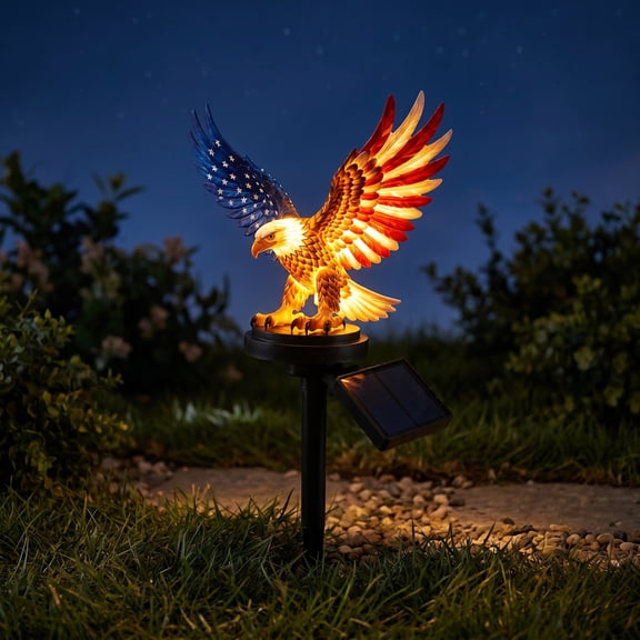 LOWLHOME Personalized Solar Eagle Garden Light, America 250th Anniversary Solar Powered Garden Light, Patriotic Memorial Day Decor, Eagle Garden Stakes 4th of July Decorations Outdoor Memorial Day