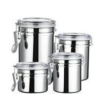 Stainless Steel Food Storage Container Set | 4-Piece Airtight Canisters with Locking Lids for Coffee, Tea, Flour & Dry Goods | Kitchen Pantry Organization Jars