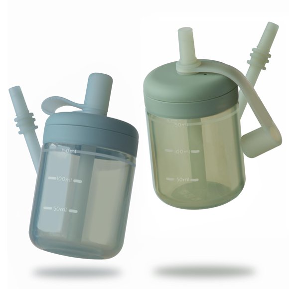 Pajita de silicona Training Cup Moonkie, 150 ml, 6 meses o más, paquete de 2