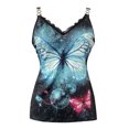 thumbnail image 5 of Fshinging Basic Cute Women Tank Top Gothic Butterfly Print Summer Chain Strap V Neck Going Out Y2k Clothes Blue M, 5 of 5