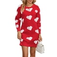 thumbnail image 3 of Valentines Day Sweater Dresses for Women Wrap Hip Slim Fit Cute Heart Sweaters Crew Neck Mid-Length Dress Shermie, 3 of 6