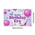 thumbnail image 3 of Purple Themed Birthday Backdrop Banner with Butterflies Disco Balls Stars Guitar Decorations Happy Birthday Party Supplies Photography Props Birthday Decoration Party Decor Backgrounds, 3 of 7