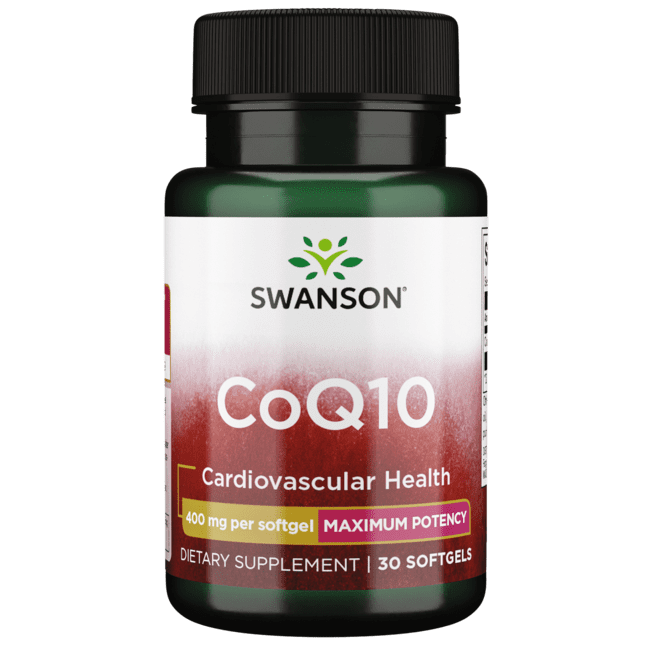 Swanson CoQ10 - Helps Promote Heart Health, Energy Support, & Aids Overall Cardiovascular System Health - Helps Maintain Coenzyme Q10 Supplement - (30 Softgels, 400mg Each)