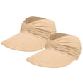 thumbnail image 2 of siminsem 2 Pack Wide Brim Sun Visor Hat for Women UPF 50+ Lightweight Foldable Ponytail Cutout Summer Beach Hat Packable Open Top Breathable Roll Up Sun Cap for Pool Travel, Khaki,One Size, 2 of 8