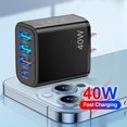 thumbnail image 1 of Cargador rápido de pared USB C tipo C PD25W+3USB QC3.0 2.4A 4 puertos para iPhone 14 13 12, 1 of 8