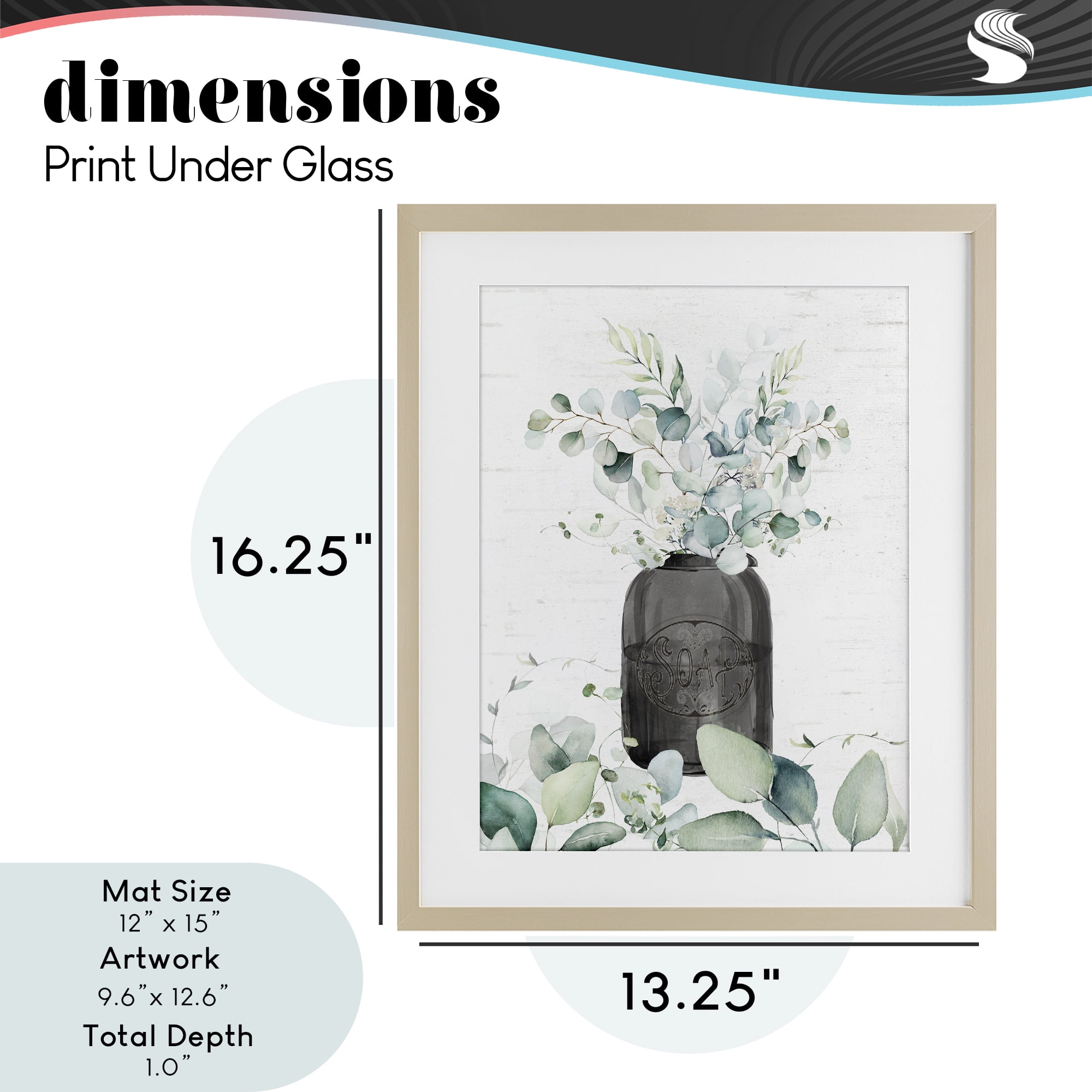 Soap Jar & Eucalyptus Birch Framed Print Under Glass, design by Lettered and Lined
