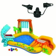 Intex 120V Electric Air Pump & Intex Inflatable Dinosaur Play Center Kids Pool