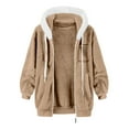 thumbnail image 3 of MELDVDIB Womens Fuzzy Fleece Jacket Zip-Up Fall Winter Solid Fashion Causal Hooded Coat Lounge Warm Comfy Outwear Tops with Pocket, 3 of 5