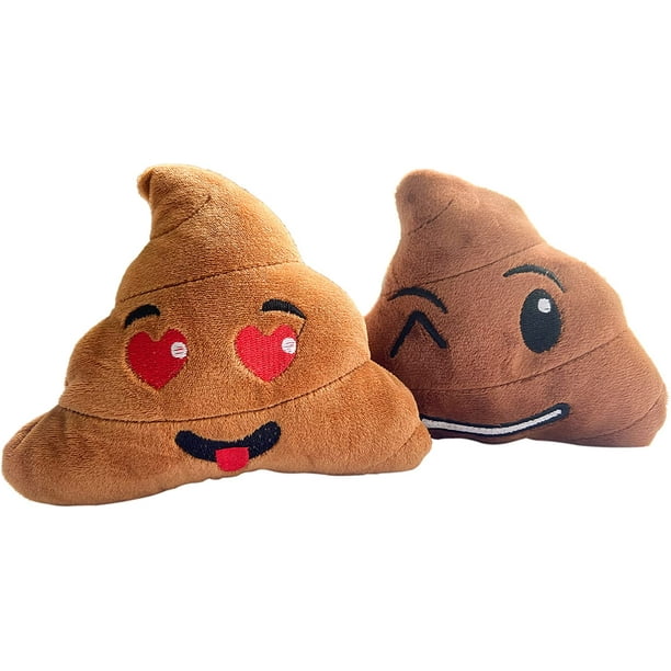 Squeaky Plush Toy for Small Dog Durable Dog chew Toys Poop Emoji Shape 2pack