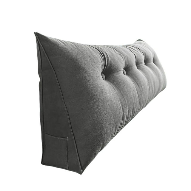 Triangular Headboard Pillow - Wedge Shaped Backrest Support Pillow for Dorm Beds with Side Pockets, Reading Bolster Cushion for College Students, Bed Wedge