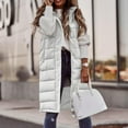 thumbnail image 4 of Womens Quilted Cotton Vest Coat Winter Hooded Sleeveless Zip up Long Puffy Jacket Warm Thick Coats with Pockets (XL, White), 4 of 8