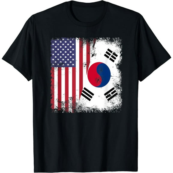 Half South Korean Flag T-Shirt | Vintage USA Gift