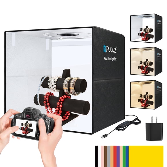 Caja de luz PULUZ para estudio fotográfico, 50 x 50 cm, 160 luces LED y bolsa