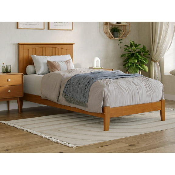 Orlando King Solid Wood Low Profile Platform Bed in Light Toffee