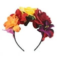 thumbnail image 4 of ZPAQI Women Day of The Dead Headband Artificial Contrast Color Rose Flower Crown with Fake Stamen Mexican Halloween Festival Headpiece, 4 of 6