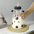 thumbnail image 4 of 600MLCreative Glass Straw Cup Cow Shape Glass Cup with Straw, 4 of 9