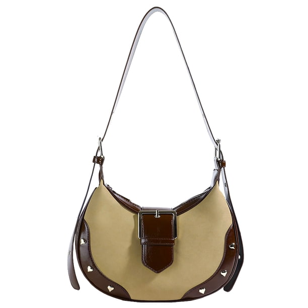 Bolso Hombro para Mujer Con Remaches Bandolera Cuero PU El (Caqui)