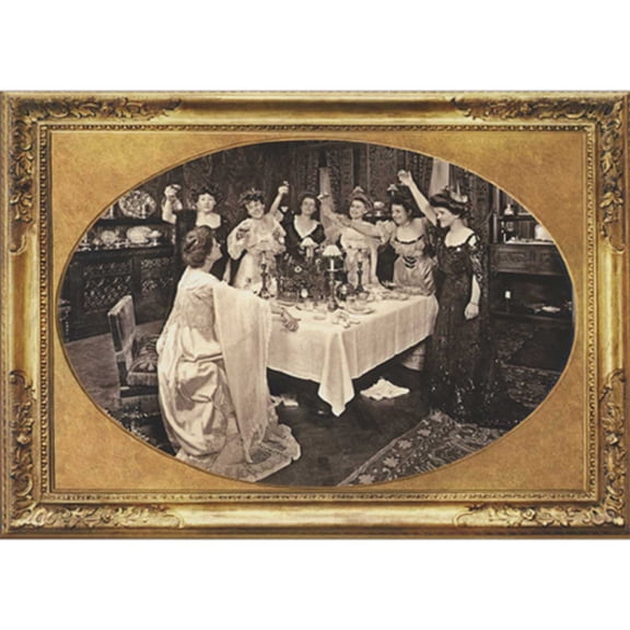 Avanti Press Women in Fancy Dresses Toasting Around Dinner Table Vintage Photo Birthday Card for Woman