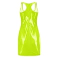 thumbnail image 7 of JIANJIA Summer Dresses For Women Solid Color Leather Strappy U Neck Sleeveless Fashion Night Club Mini Bodycon Outwear,Green,S, 7 of 7