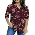 thumbnail image 2 of LEEYNEER Women‘s Plus Size Tops 3/4 Length Sleeve Shirts Dressy Casual V Neck Tunic Blouse (M-4XL), 2 of 10