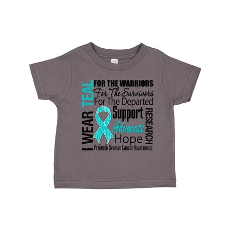 Inktastic Ovarian Cancer I Wear Teal Ribbon Tribute Boys or Girls Toddler T-Shirt