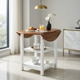 thumbnail image 5 of Demi Bonn 40" Modern Dining Table with 2 Shelves, Kitchen Table for 2-4 People, Folding Round Dinner Table for Home Office, Living Room Furniture, Brown, 5 of 9
