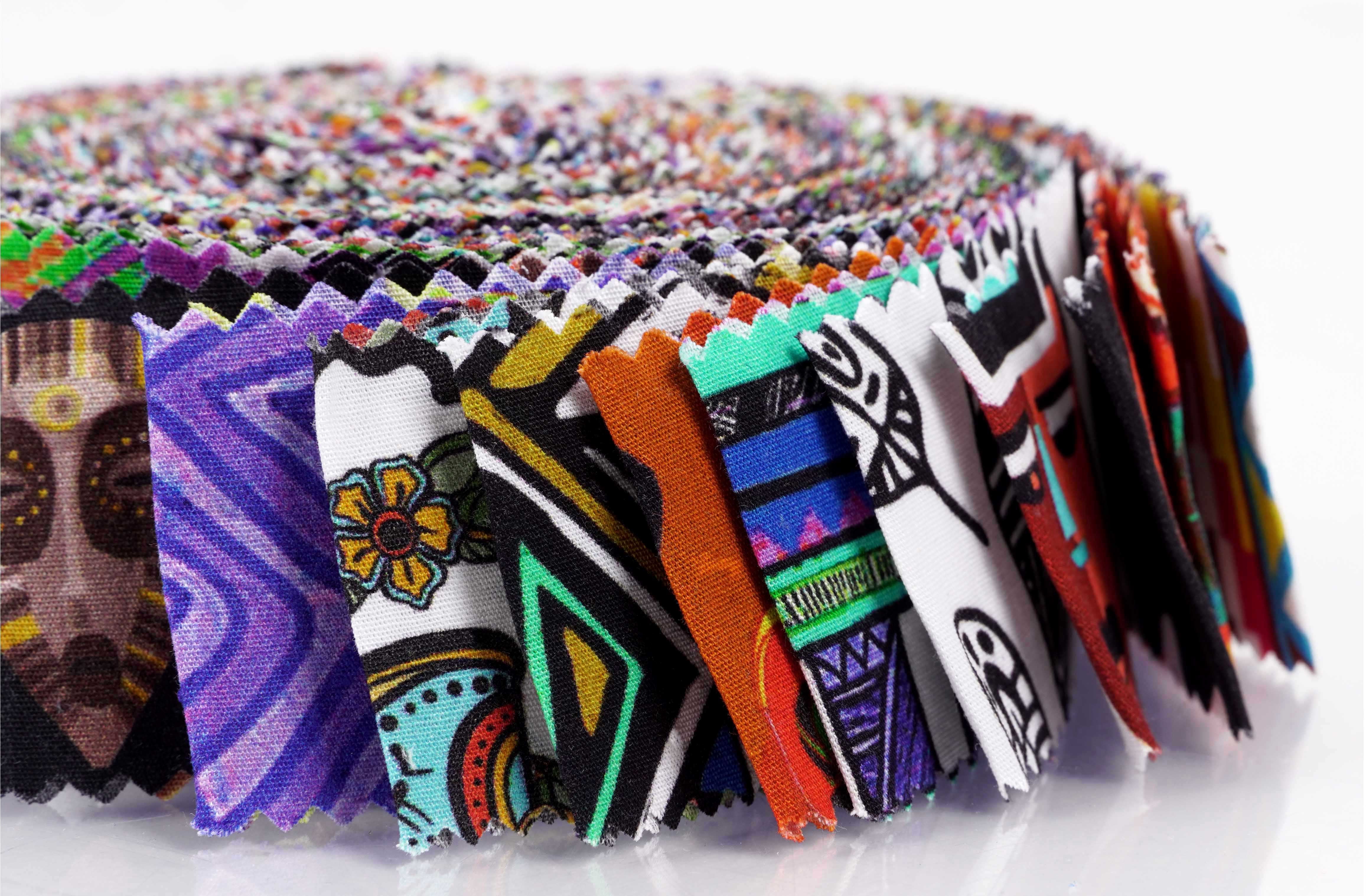 Soimoi 40Pcs Tribal Print Precut Fabrics Strips Roll Up 1.5 inches Cotton Jelly Rolls For Quilting - Multicolor