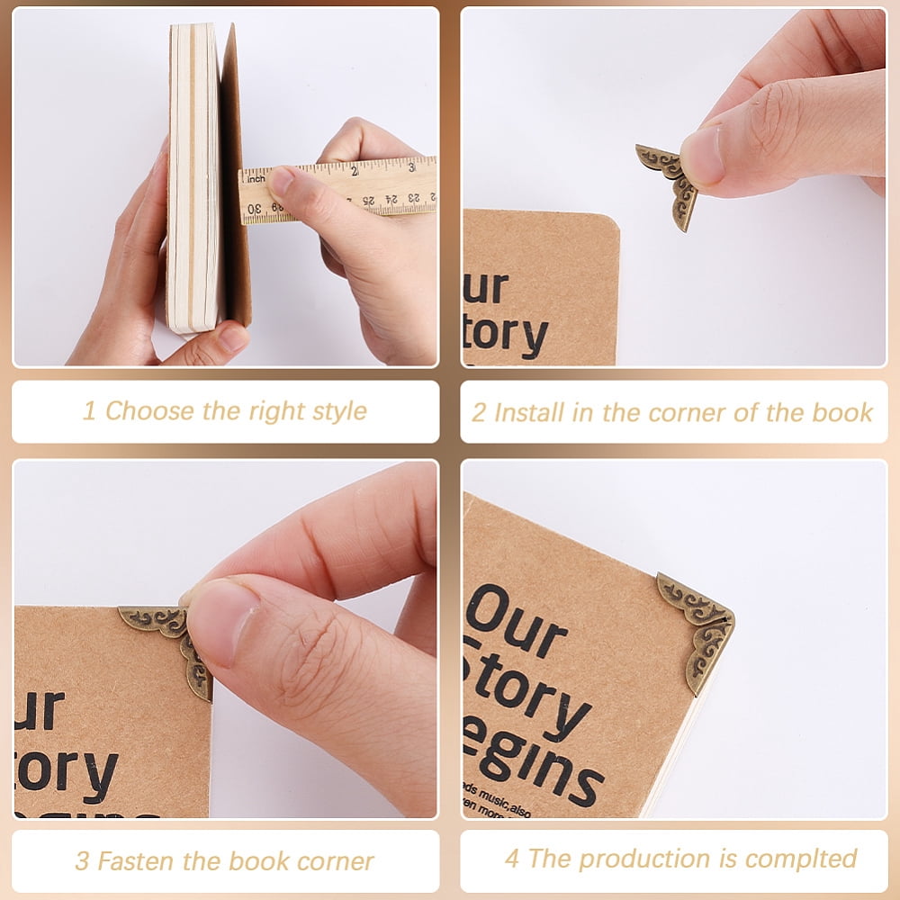 96Pcs Iron Bag Decorate Corners Protector Triangle Carved Edge Guard Protector for Handbags Book Album Accessories Bronze 1.4x1.4cm DIY